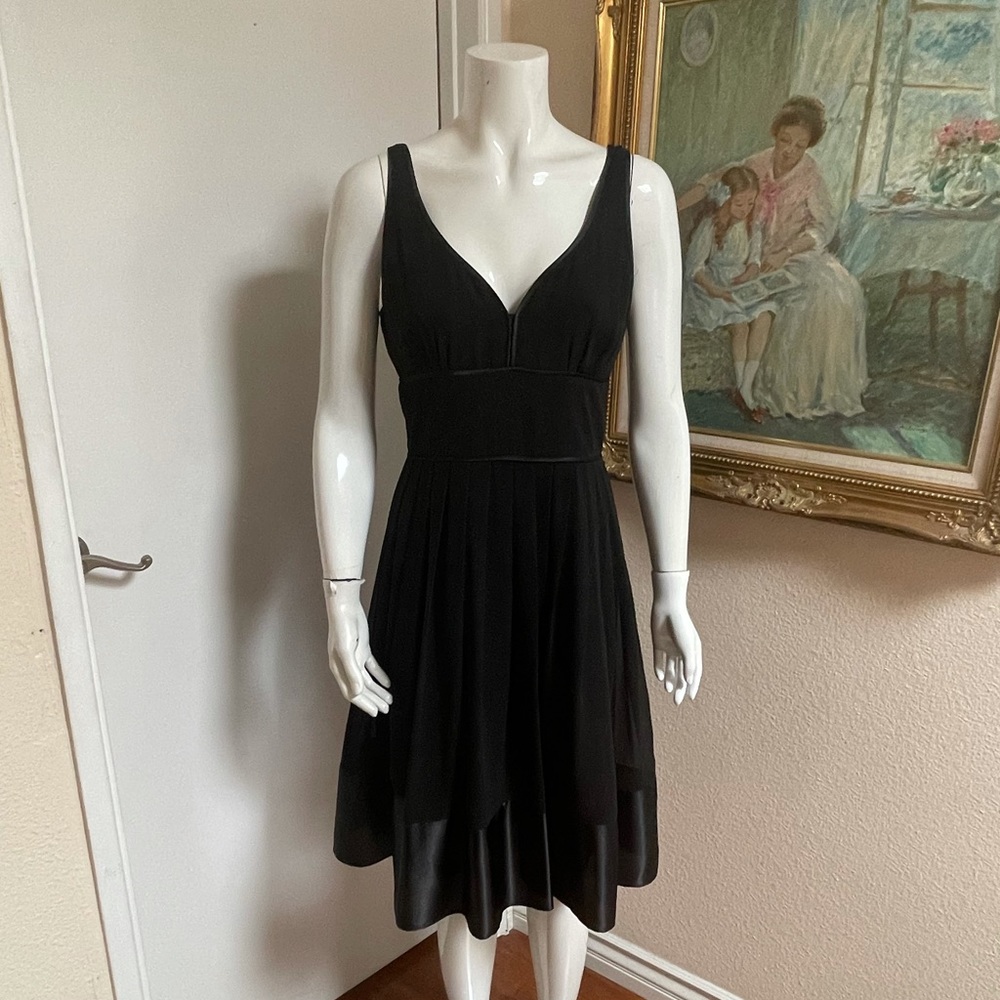 Elegant black vintage dress pleated cute waist